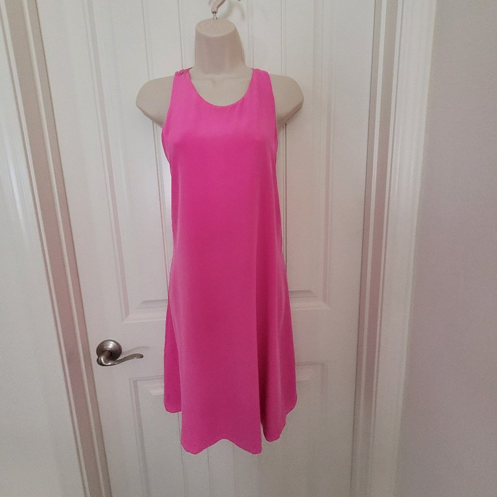 100% Silk Cross Back Shift Sleeveless Dress